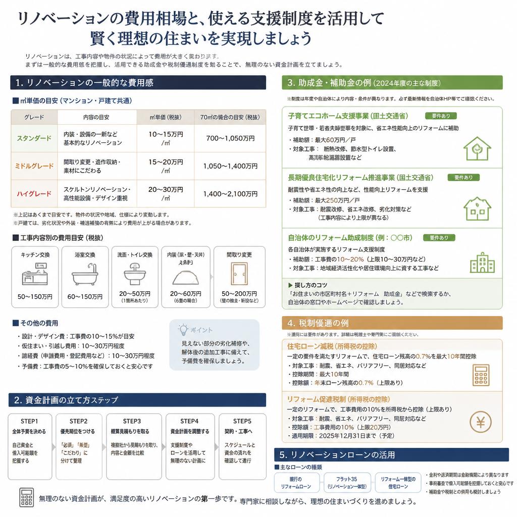 リノベーションの費用と助成金